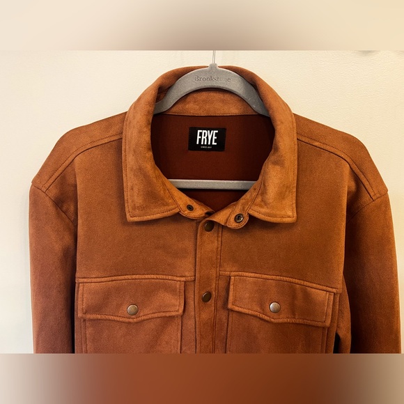 Frye Men’s Faux Suede Relaxed Fit Shirt Jacket Shacket – Brown Tan (Size M) - Picture 3 of 9